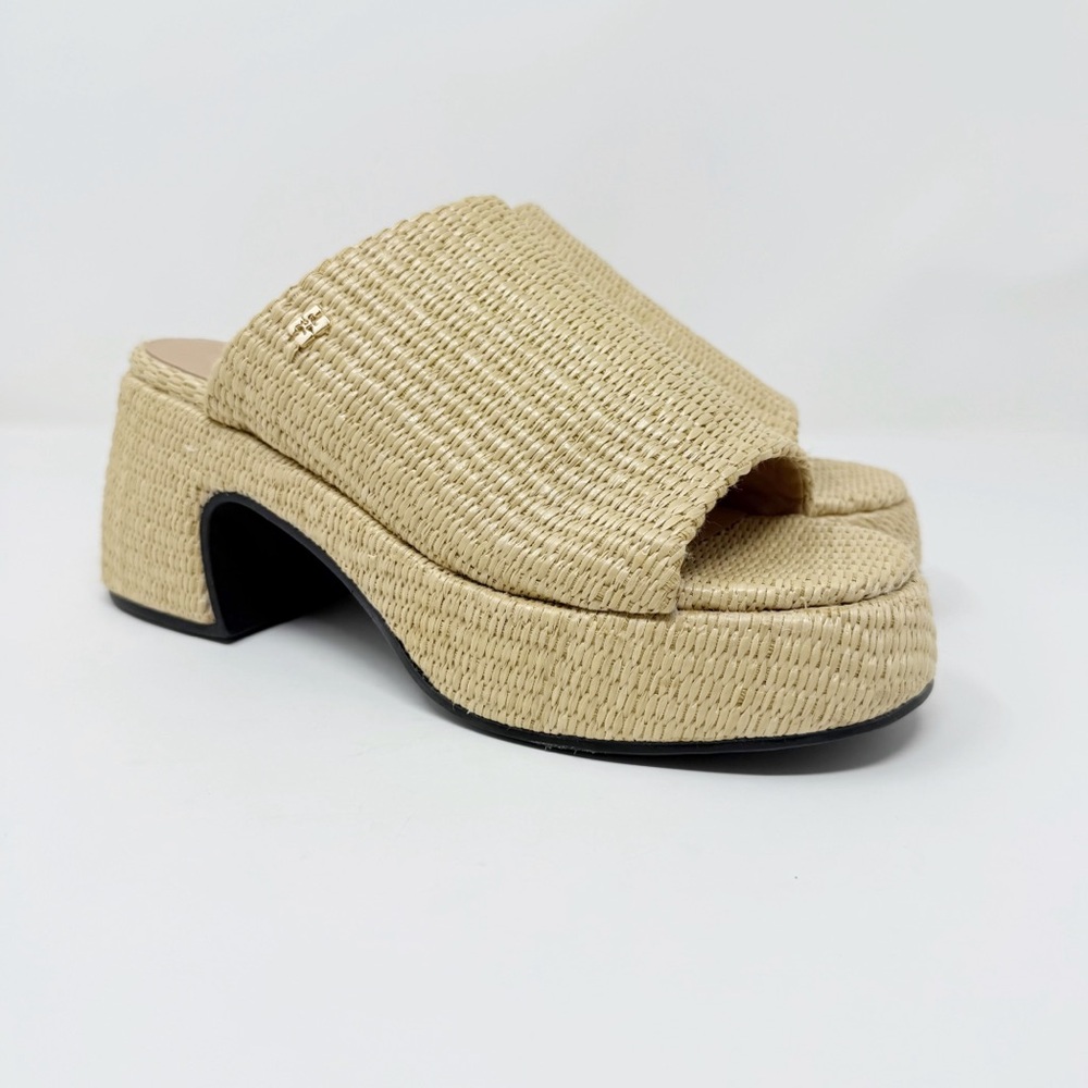 New Ganni Butterfly Raffia Platform Mules Natural Sz 9 - Picture 2 of 12